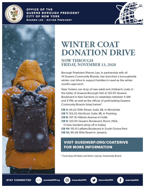 Office Of The Queens Borough President, Nyc Winter Coat Drive 2020