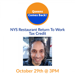 NYS Restaurant Return To Work Tax Credit @ Zoom webinar