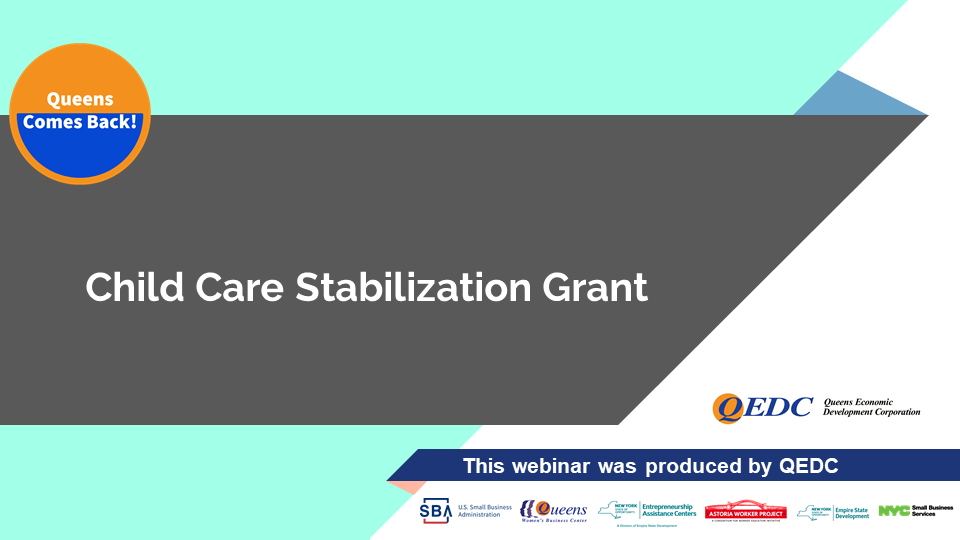 Child Care Stabilization Grant Webinar @ Zoom webinar