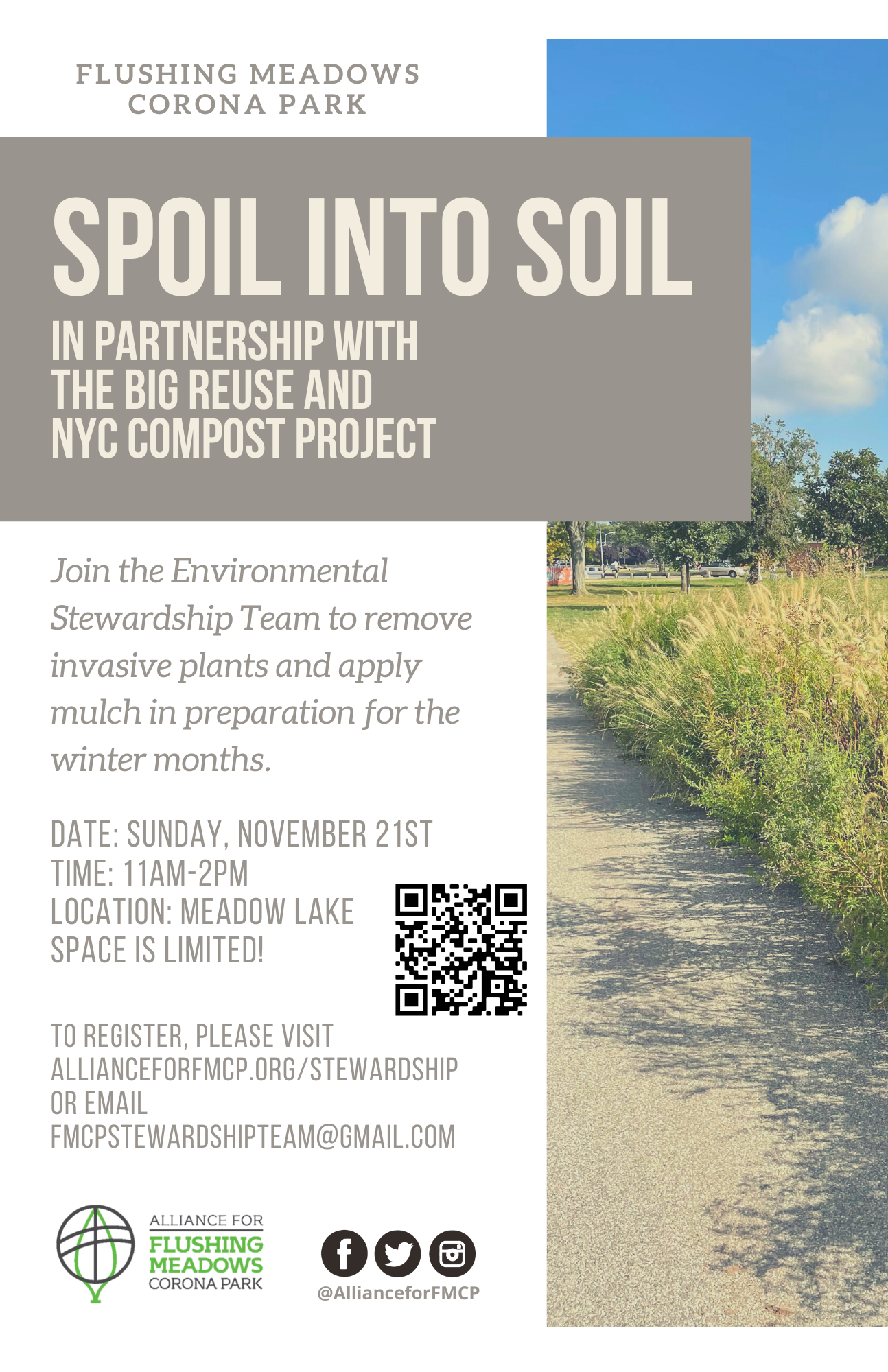 Spoil to Soil Volunteer Event @ Flushing Meadows Corona Park