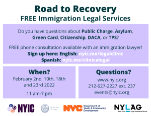 NYIC Road to Recovery: FREE Remote Legal Clinic @ Remote