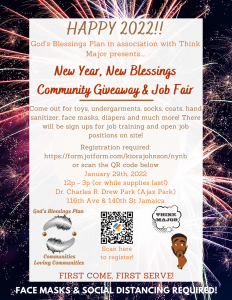 New Year, New Blessings Community Giveaway & Job Fair @ Dr. Charles R. Drew Park (Formerly Ajax Park)