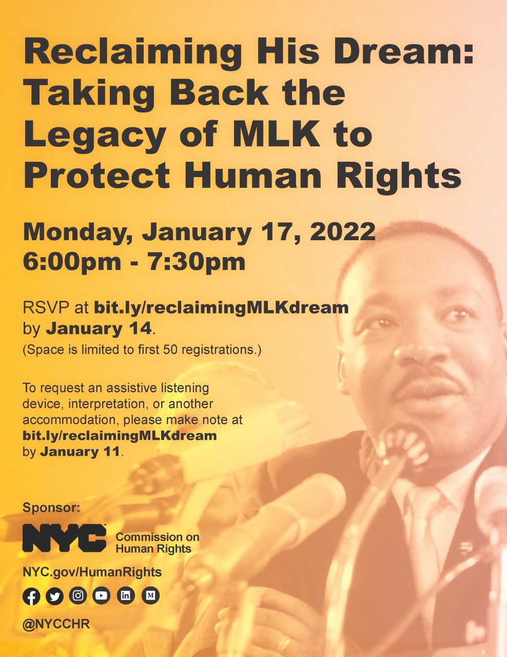Reclaiming His Dream: Taking Back the Legacy of MLK to Protect Human Rights @ online event