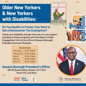Assistance with Rent Freeze and Tax Exemption Applications @ Queens Borough Hall