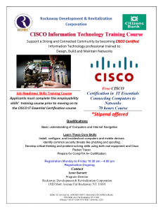 CISCO Information Technology Training Course @ ROCKAWAY DEVELOPMENT &amp; REVITALIZATION CORPORATION